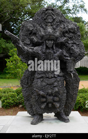 Statue of Allison Big Chief Tootie Montana Mardi Gras Indian Louis Armstrong Park New Orleans memorial legendary figure RM USA Stock Photo