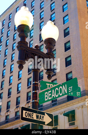 Boston Beacon street sign Massachusetts in USA Stock Photo