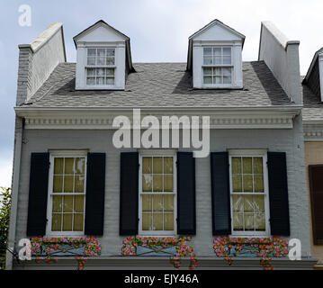 painted window ledge look like flowering window boxes easy gardening lazy design art painting french quarter new orleans RM USA Stock Photo