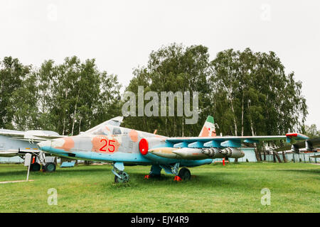 Su-25 - Soviet armored single subsonic attack aircraft designed to provide close air support for troops in the fighting day and Stock Photo