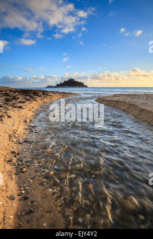 A river leading out towards St Michael's Mount in Cornwall. Stock Photo