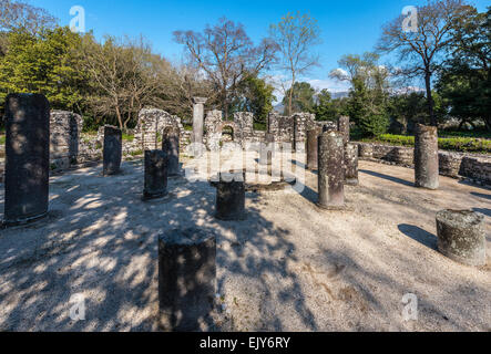 Ruins of the 6th cen. Byzantine Baptistery in ancient Butrint, Southern Albania. Stock Photo