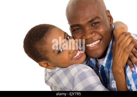 closeup portrait of happy African American couple hugging Stock Photo