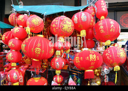 Chinese New Year lantern souvenirs on sale in the street in Chinatown, Bangkok, Thailand Stock Photo