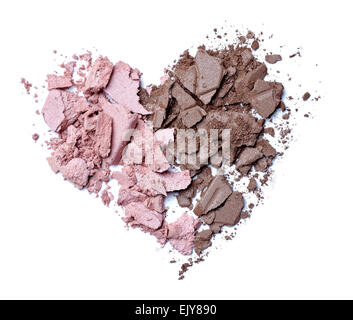 close up of face cream powder heart shape on white background Stock Photo