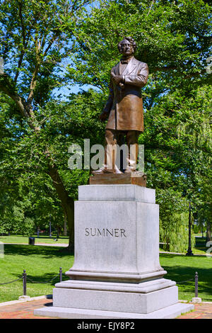 Boston Common Sumner monument in Massachusetts USA Stock Photo