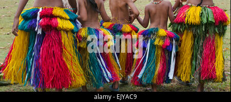 Yapese girls in traditional clothing, Yap Island, Federated States of Micronesia Stock Photo