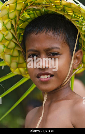 Yapese boy in traditional clothing at Yap Day Festival, Yap Island ...