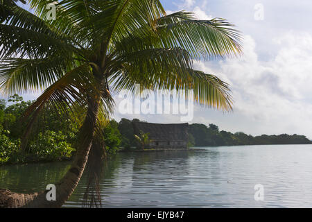 Men's house by the ocean, Yap Island, Federated States of Micronesia Stock Photo