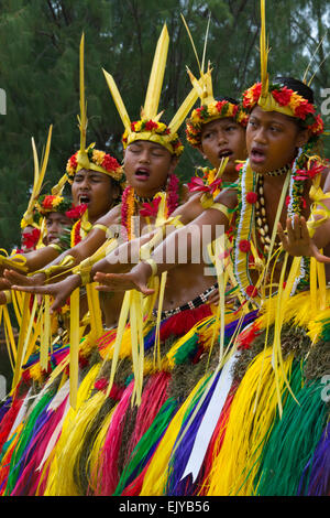 Yapese girls in traditional clothing at Yap Day Festival, Yap Island ...