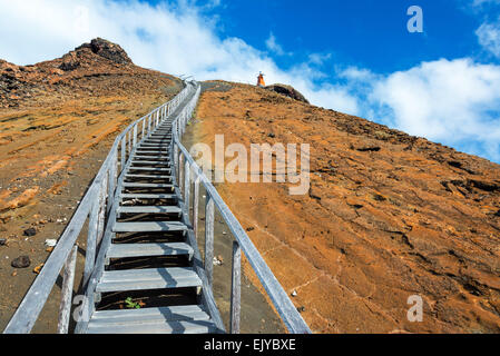 Path leading to a viewpoint on Bartolome Island in the Galapagos Islands in Ecuador Stock Photo