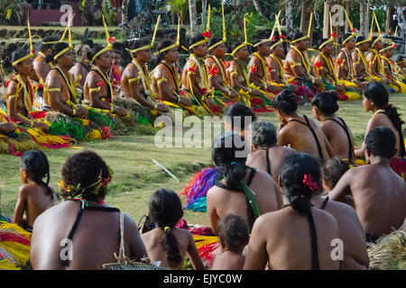 Yapese people watching Yap Day Festival performance, Yap Island ...