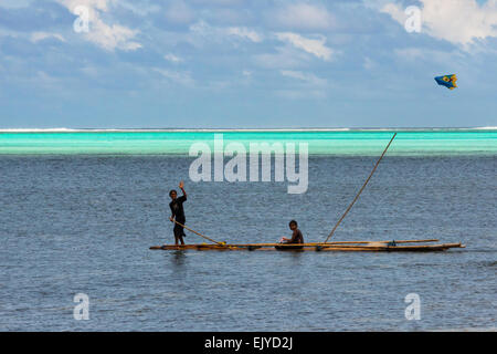 Bamboo raft on the ocean, Yap Island, Federated States of Micronesia ...