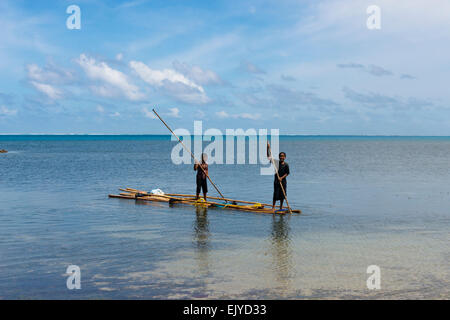 Bamboo raft on the ocean, Yap Island, Federated States of Micronesia ...