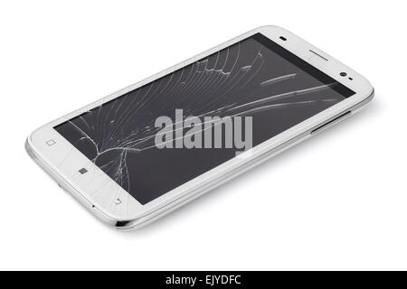 Broken Display Screen Smartphone On White Background Stock Photo