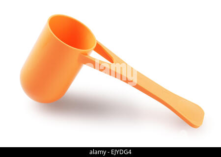 Plastic Milk Powder Scoop On White Background Stock Photo