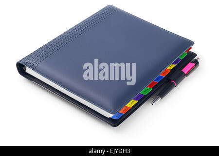 Dairy With Ball Point Pen On White background Stock Photo