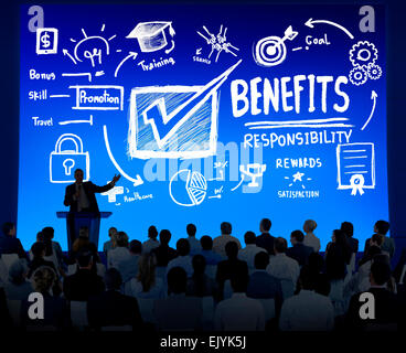 Benefits Gain Profit Earning Income Business Seminar Concept Stock Photo