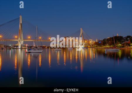 View of the ANZAC Bridge from Jubilee Park in Sydney, New South Wales, Australia Stock Photo