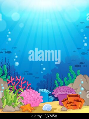 Ocean underwater theme background 3 - picture illustration. Stock Photo