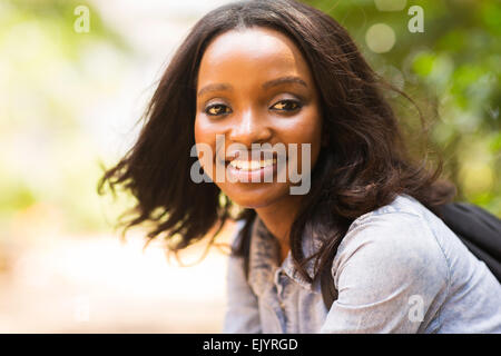 close up portrait of beautiful young African woman Stock Photo