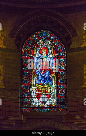 Stained glass windows in Notre Dame of Strasbourg Cathedral, France Stock Photo