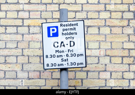 London parking permit sign Stock Photo - Alamy