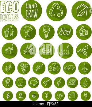 eco icon button  set isolated on white background Stock Vector