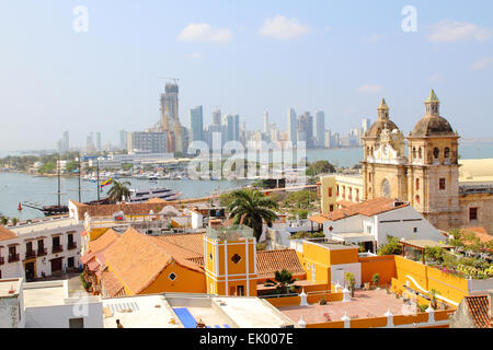 Cartagena, Colombia skyline. Historic city center, bocagrande and port Stock Photo