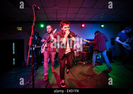 Welsh rock band BREICHIAU HIR  performing at Aberystwyth University students union, Wales UK Stock Photo