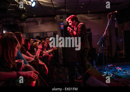 Welsh rock band BREICHIAU HIR  performing at Aberystwyth University students union, Wales UK Stock Photo