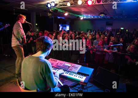 Welsh rock band BROMAS performing at at Aberystwyth University students union, Wales UK Stock Photo