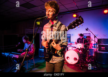 Welsh rock band BROMAS performing at at Aberystwyth University students union, Wales UK Stock Photo