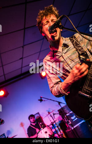 Welsh rock band BROMAS performing at at Aberystwyth University students union, Wales UK Stock Photo