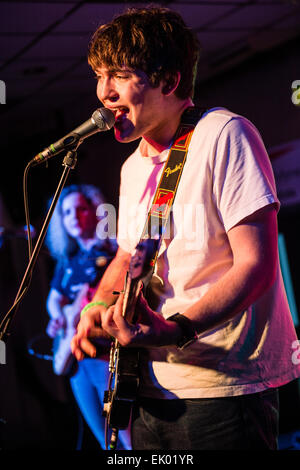 Welsh rock band Y CLEDRAU performing at at Aberystwyth University students union, Wales UK Stock Photo