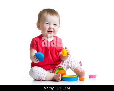 kid girl playing with toys Stock Photo