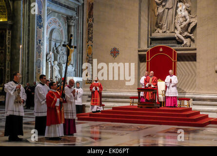 Vatican City. 03rd Apr, 2015. On Good Friday, Pope Francis celebrated the Passion of Saint Peter in St. Peter's Basilica. Celebration of the Passion in Saint Peter - Celebrazione della Passion Credit: © Realy Easy Star/Alamy Live News  Stock Photo