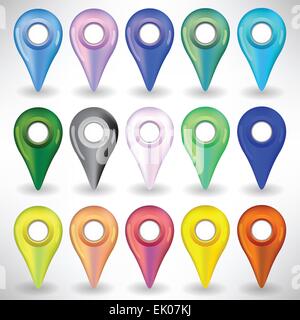set of colorful map pointers isolated on white background. vector icons ...