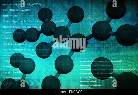 Science Research Background with Moving Data Art Stock Photo