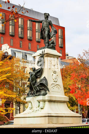 General Rochambeau Statue Lafayette Park Autumn Washington DC. In American Revolution Stock Photo