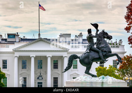 Andrew Jackson Statue President's Park Lafayette Square White House Autumn Washington DC 1850 Clark Mills Sculptor Stock Photo