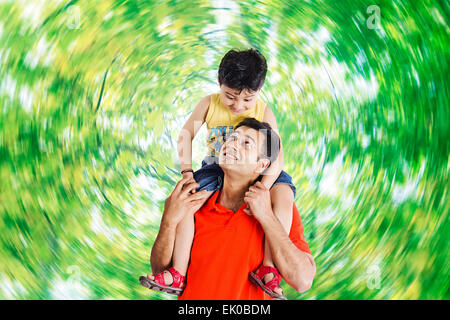 indian Father and son park enjoy Stock Photo