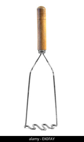 old potato masher isolated on white Stock Photo