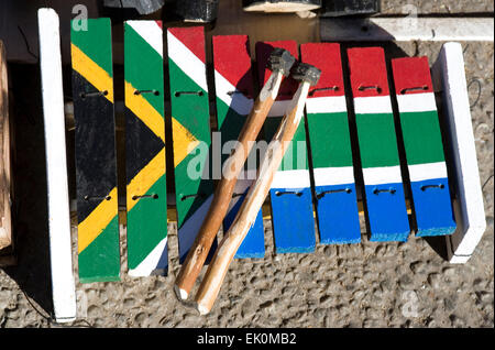 nobody, no one, no-one, south african flag, travel, traditional culture, musical instrument, xylophone, percussion instrument, painted, bright, bright colour, bright colours, bright color, bright colors, colourful, colorful, music Stock Photo