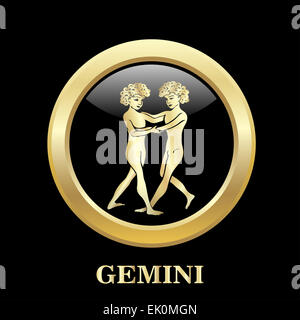 Gemini zodiac sign in circle frame Stock Photo