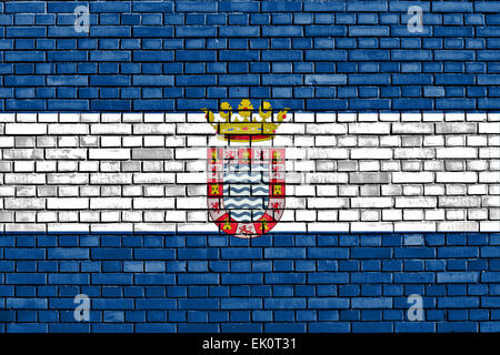 flag of Jerez painted on brick wall Stock Photo