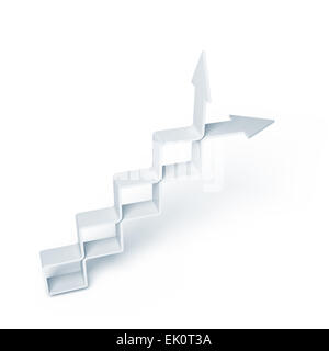 Two 3d arrows in shape of stairways going up, isolated on white background, 3d illustration Stock Photo