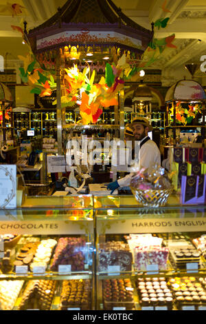 Harrods,London's prestige Luxury Store in Knightsbridge,Food halls,Teas,Easter Eggs,Chocolates,Fish,meats,Caviar,Oysters,London Stock Photo