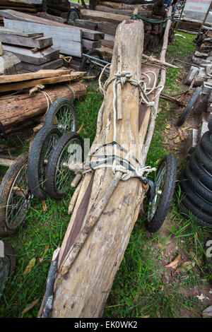 Improvised cart used by poachers to remove Siam rosewood (Dalbergia cochinchinensis),  Thap Lan National Park, Thailand Stock Photo