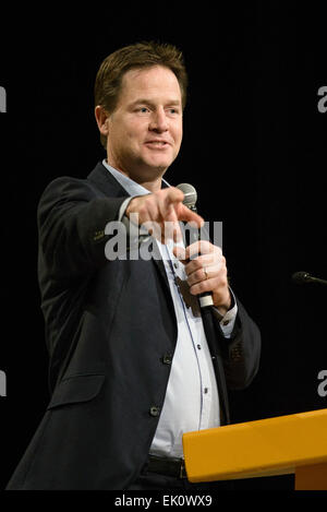 Liberal Democrats Spring Conference 2015 on 14/03/2015 at BT Convention Centre, Liverpool. Rt Hon Nick Clegg MP  Leader of the Liberal Democrats and the Deputy Prime Minister Question and answer session. Picture by Julie Edwards Stock Photo